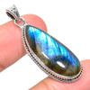 Natural Labradorite Gemstone 925 Solid Sterling Silver Gift Pendant 1.77" R8Q19