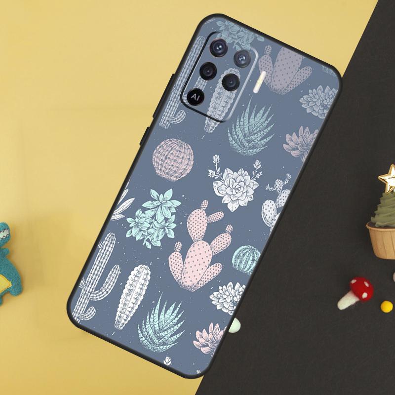 Plant Cactus Case For Oppo A5 Pro A6 A15 A16 A76 A96 A17 A57 A98 A58 A78 A18 A38 A54 A74 A94 A40 A60 A80