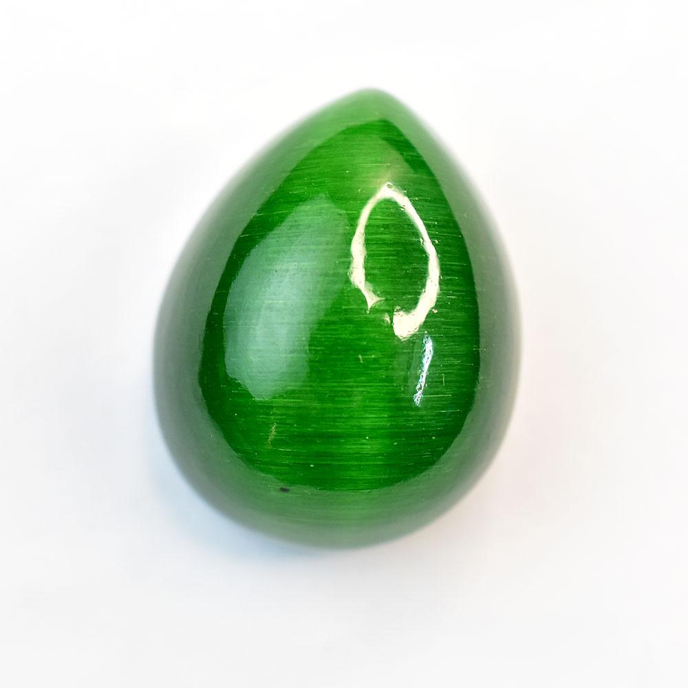 28x20mm Pear Cabochon Cut Natural Green Cat'S Eye Loose Gemstone for Jewelry Making and Crafts