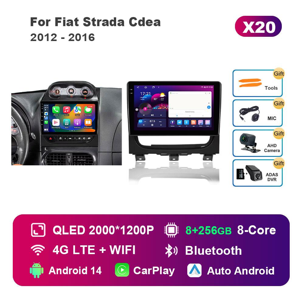 for Fiat Strada Cdea 2012 - 2016 Car Radio Multimedia Player Android 14 Intelligent System BT 4G DSP Stereo WiFi Auto Tools