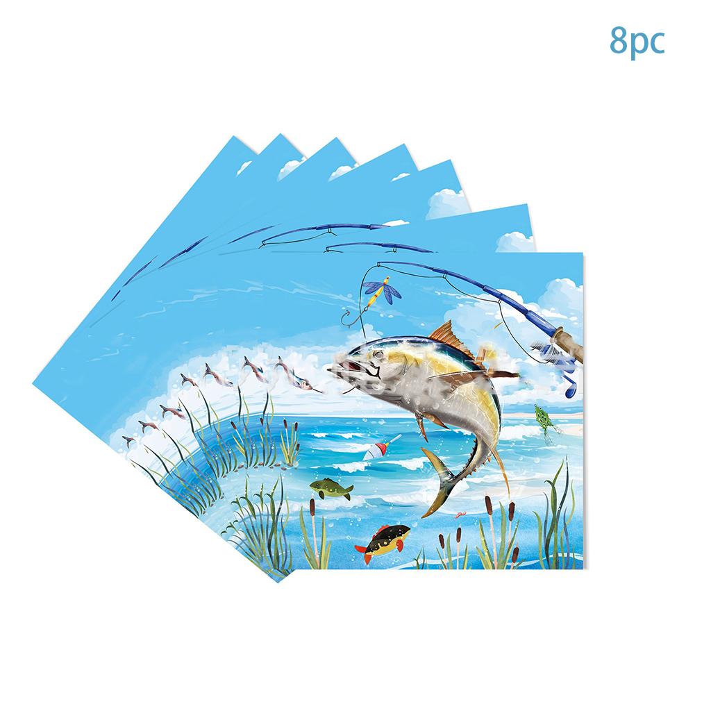 Fishing Theme Party Decoration Wild Fishing Sea Fishing Fish Paper Plates Napkins Cups Happy Summer Beach Fishing Party Decor