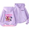 KPop Demon Hunters Zipper Hoodie Cartoon Girls Coat Fashion Thin Clothes Purple Autumn Hoodie Jacket Kids Anime Sweatshirt Gift