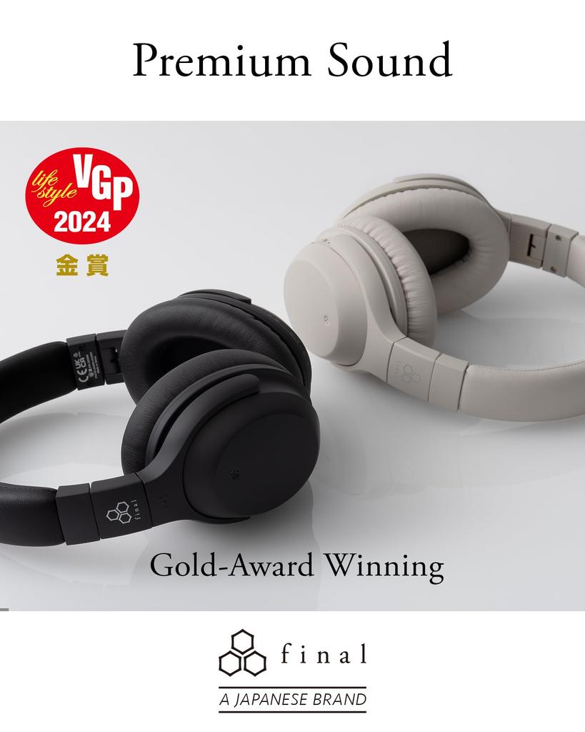 Final UX2000 Bluetooth Headphones with Noise Canceling, Bluetooth 5.3, Low Latency, 60h Playback Time (Cream)