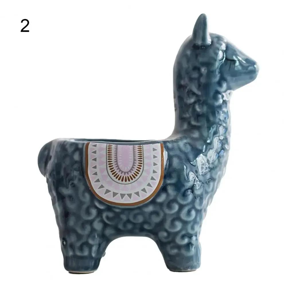 Alpaca succulent flower pot decoration indoor ceramic cartoon vase flower rack
