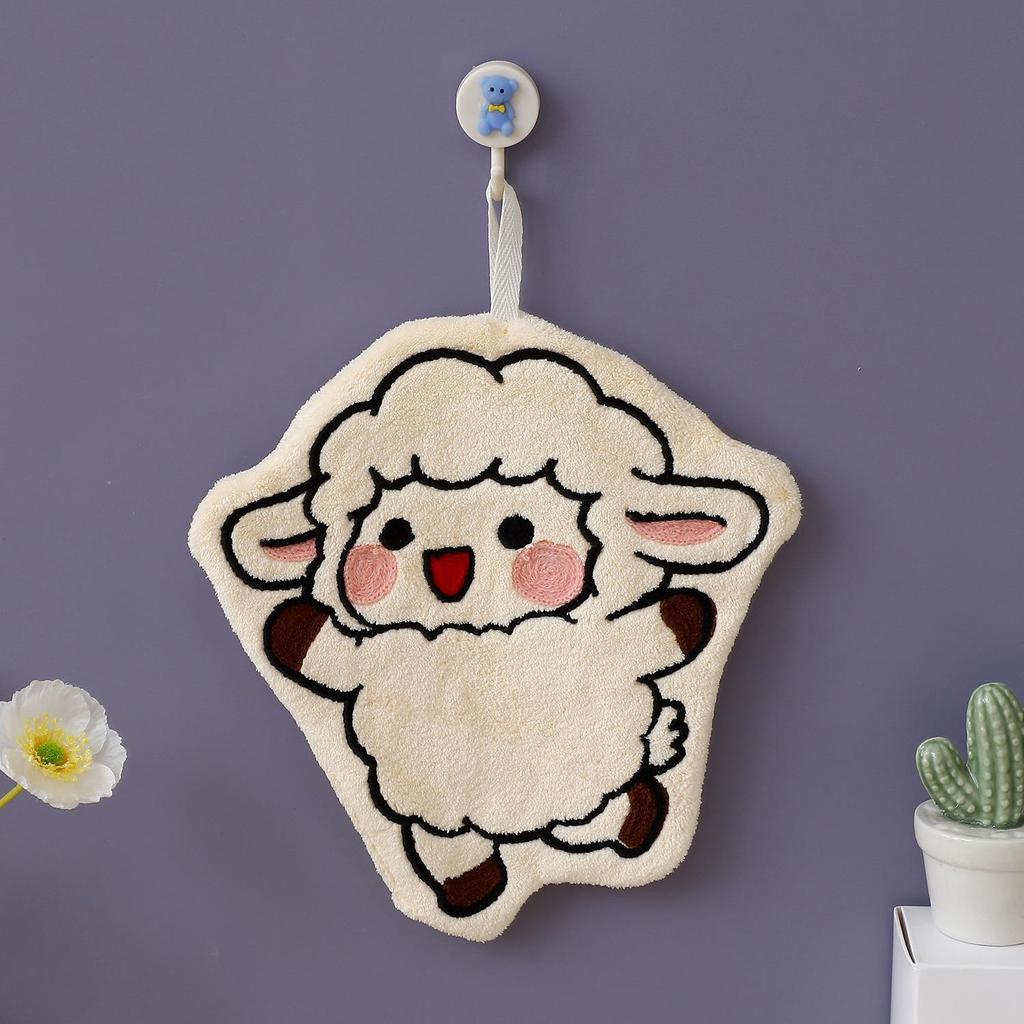 Adorable Cartoon Sheep Coral Fleece Hand Towel for Kids