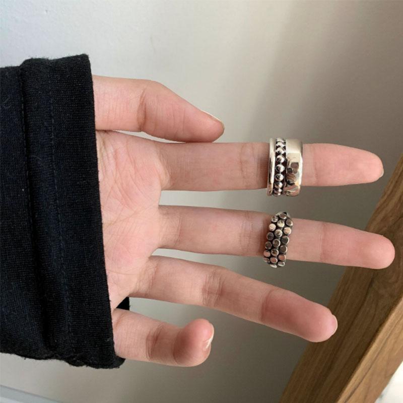 Серебряное кольцо 925 пробы, геометрическое, многослойное, с круглыми бусинами, женское, модное, панк, темперамент, гипоаллергенное, шарм, ювелирное изделие