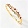 Vintage Enamel Bracelet Rhinestone Decor Floral Open Cuff Bangle Hollow Flower Bracelet  Gift Idea