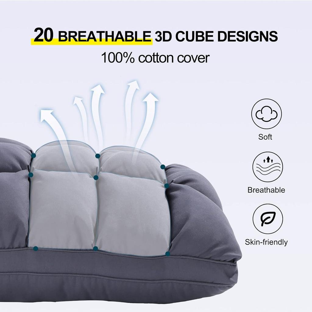 Подушки Queen Size Soft Support Queen Pillows 1 Pack для кровати, пушистая пуховая альтернативная подушка, роскошная гелевая подушка для отеля для сна на боку (белый)