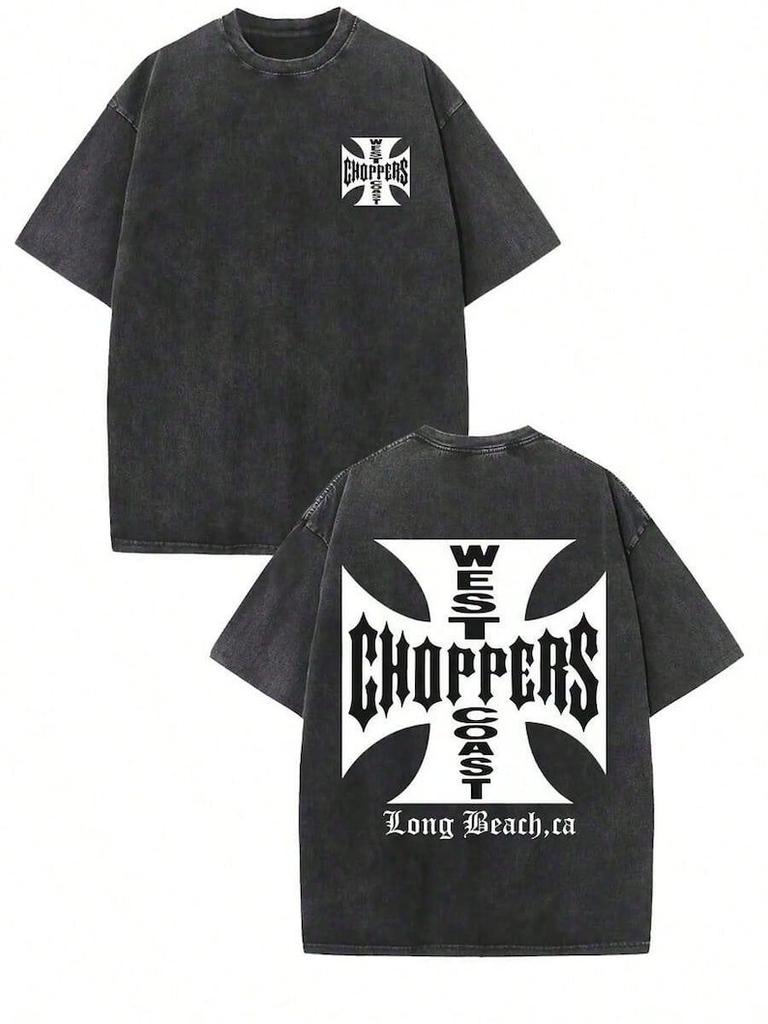 Vintage West Coast Choppers Shirt Black 230g Heavyweight DTG Print Acid Wash Tee