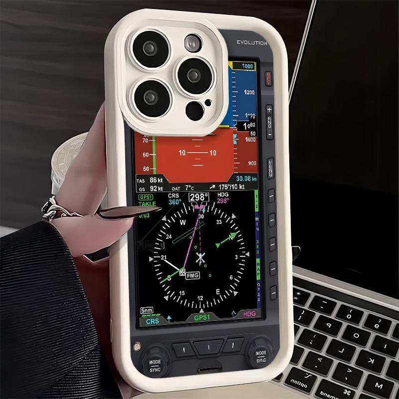 Aircraft Instrument Cockpit Radar Phone Case for iPhone 16 17 Air 16E 15 Pro Max 14 Plus 13 12 Mini Capa Soft Shell Silicone Fun