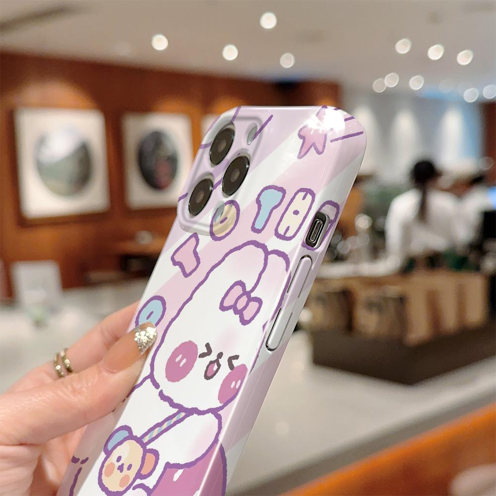 Чехол для телефона с милым кроликом для Samsung Galaxy S20 FE 5G A52 iPhone 11 15 Xiaomi Redmi VIVO OPPO Realme Huawei Infinix Противоударный ультратонкий жесткий чехол