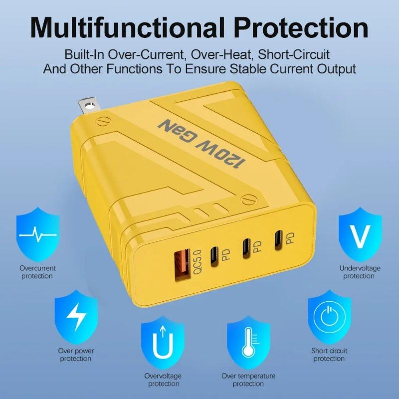 120 Вт быстрая зарядка Type-C Quick Charge3.0 PD USB зарядное устройство адаптер для iPhone 16 15 Xiaomi Samsung EU/US Plug телефон настенный адаптер