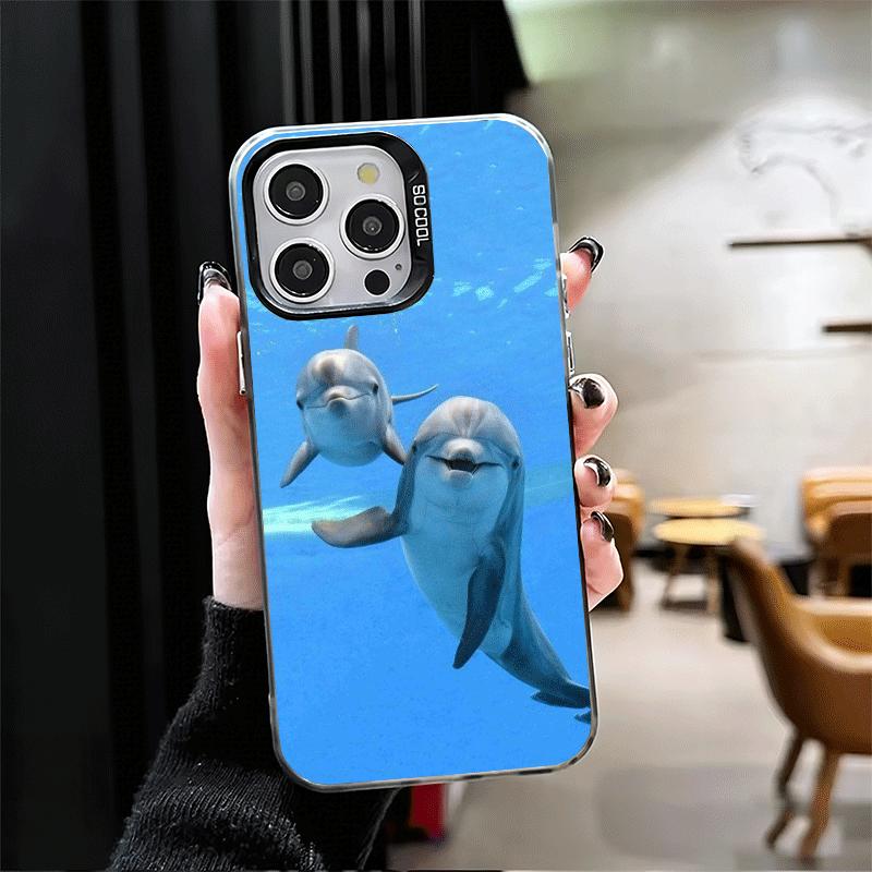 Ocean Cute Dolphin Shockproof Phone Case for iPhone 17 Air 16 16E 15 Pro Max 14 Plus 13 Mini 12 Back Cover Anti Fall Fundas
