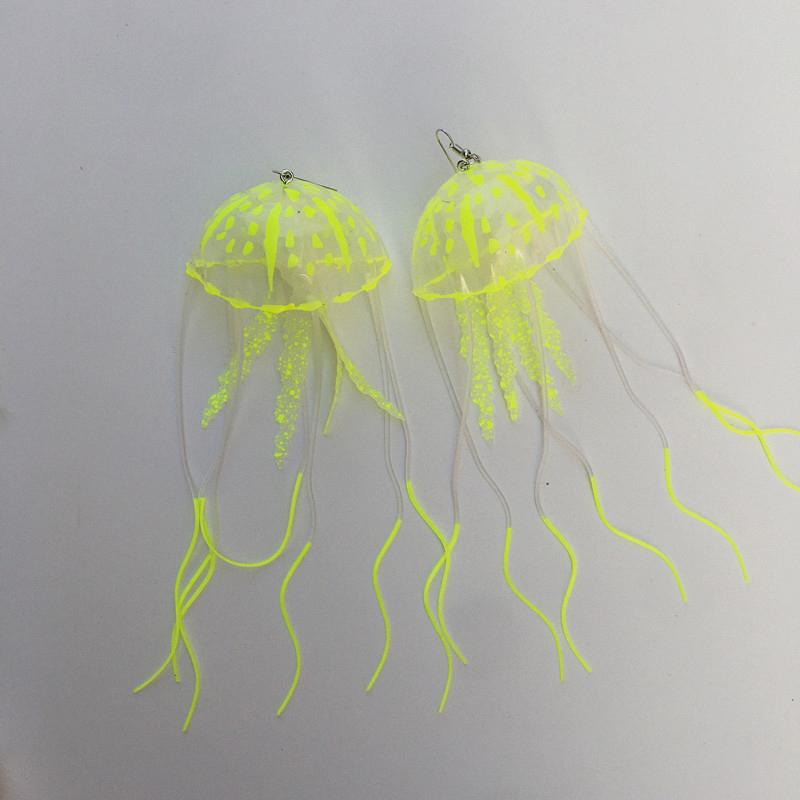 Women UV Glow Ocean Animal Drop Earring Mermaid Jewelry Gift Silicone Earrings Funny Jellyfish Long Tassel Creative