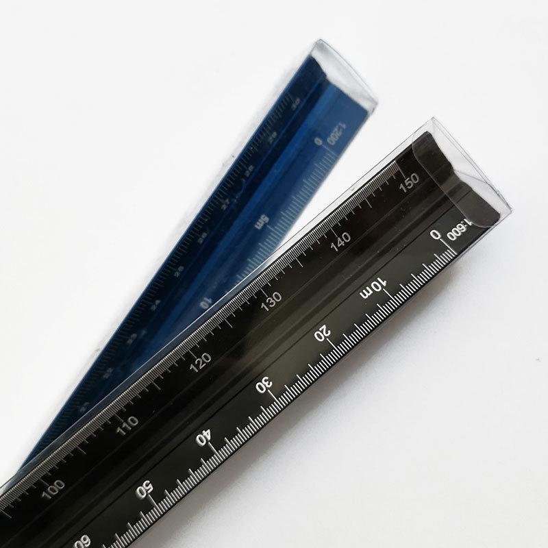 Aluminum Alloy Triangular Ruler with Laser Engraved Inch/Cm Scales for Architectural Drafting and Design