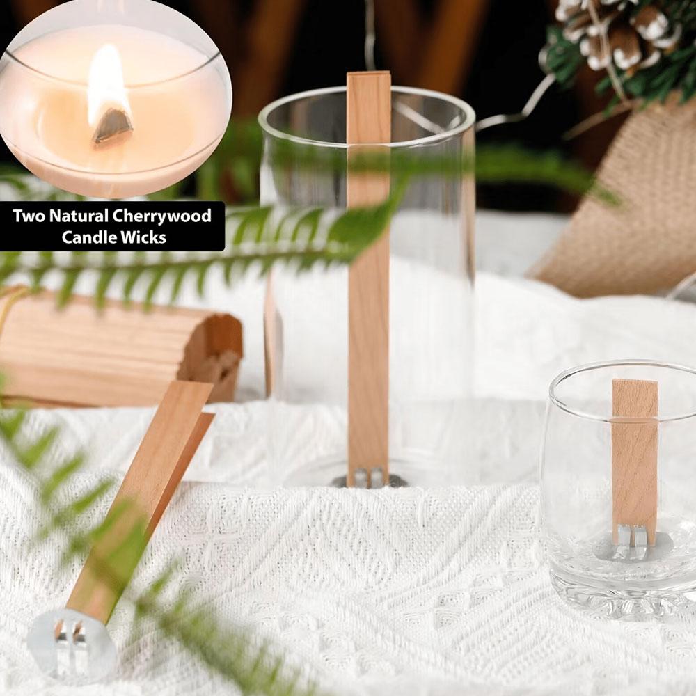 80PCS Candle Making Kit Candle Wicks with Bases A Sheet Nano Dots Glue Luxury Candle Wooded Wicks Scented Accessories DIY Gifts