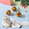 Christmas Cat Toy Balls Sparkly Pompoms with Soundings Particles 4.5cm Crinkle And Jingle Toys for Kittens Interactive Chasing Hunting Plush Balls