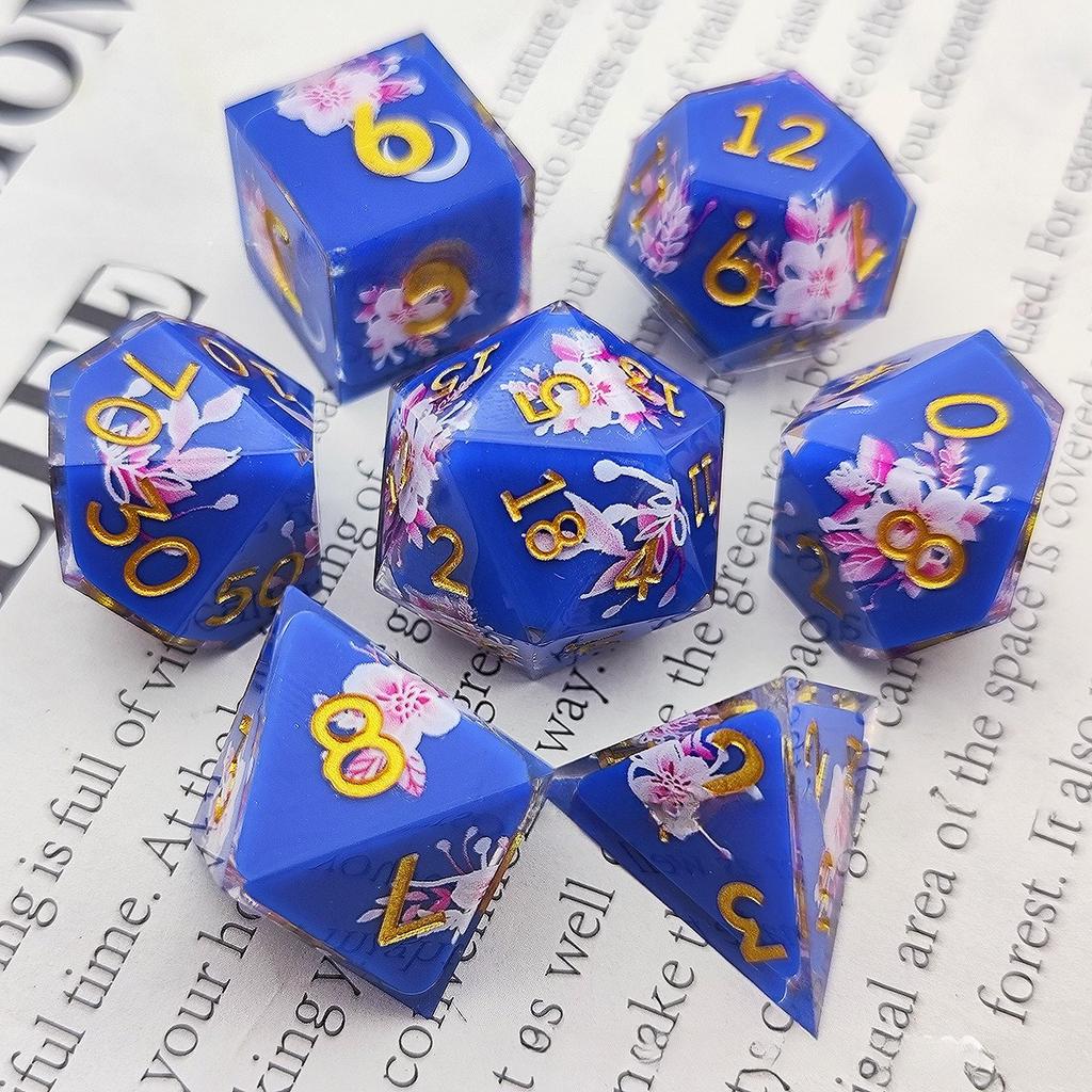 Набор острых смоляных кубиков из 7 штук Кубики с декалями внутри кубиков Sulu Run Настольная игра Dungeons & Dragons Кубик D20