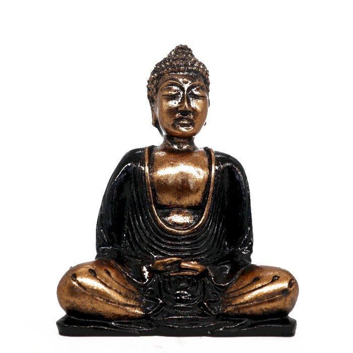 Buddha Statue Black and Gold Resin Medium