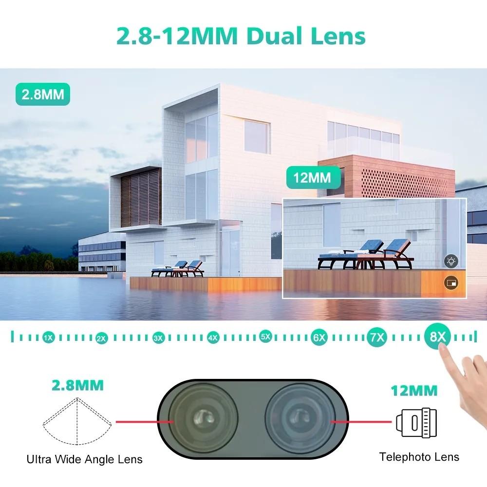 8-мегапиксельная IP-камера Wi-Fi, 4K, камера безопасности с двумя объективами, уличная 4K, автоматическое отслеживание, сирена, сигнализация, видеонаблюдение P2P ICsee CCTV PTZ Alexa