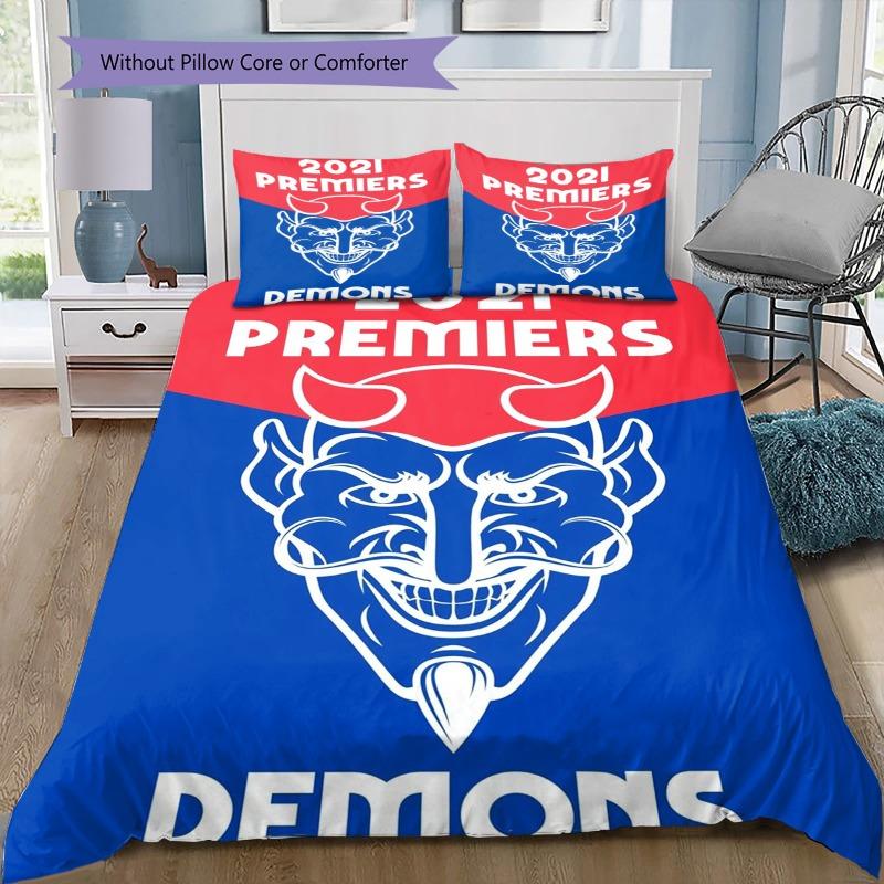 Demons Team Mascot Logo Print 3‑Pieces Duvet Cover Set Sports Bedding Bedroom Home Decor Without Pillow Core Comforter