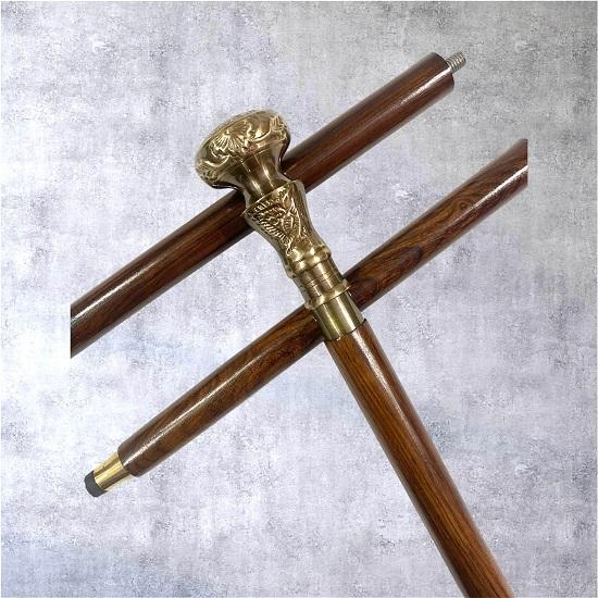 Деревянная трость с латунной дизайнерской ручкой Стильная трость для ходьбы для мужчин и женщин Подарок для мужчин