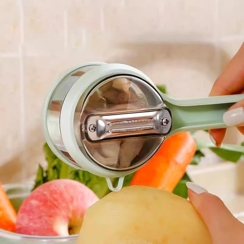 Нож для чистки картофеля Овощечистка с ведром для хранения очистков Многофункциональный нож для чистки фруктов Скребок Кухонные гаджеты