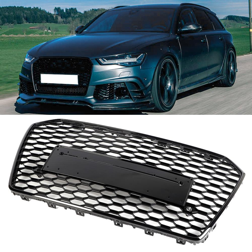 Передняя воздухозаборная решетка Hex Mesh Grille Full Black Refit для RS6 Style Подходит для A6S6 C7 2016-2018