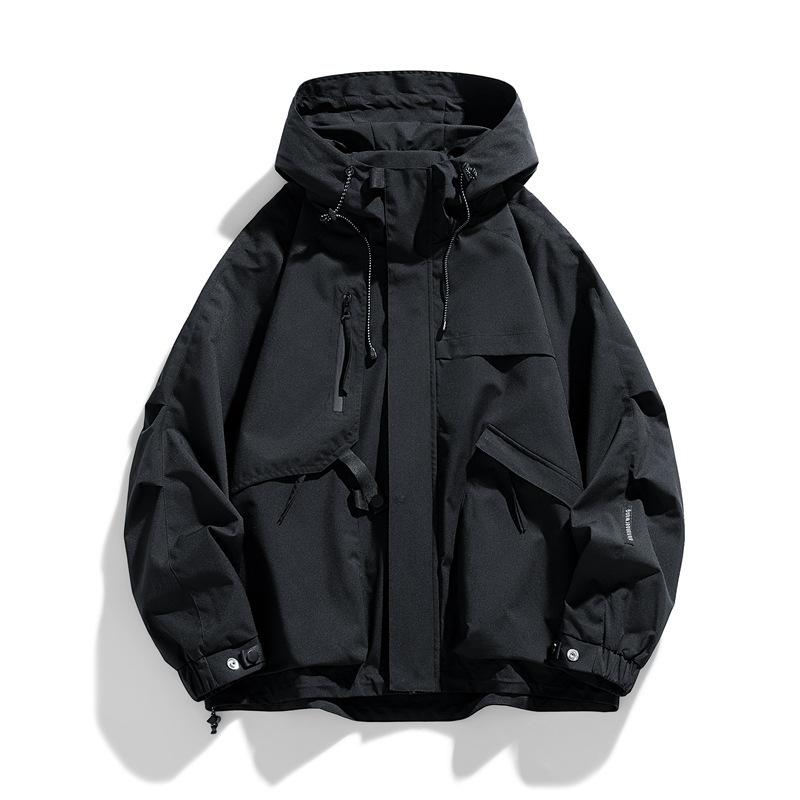 Spring and Autumn Men and Women's Same Model Neutral Functional Pocket Hooded Waterproof Shock Clothes Couple Trendy Casual Jacket Male