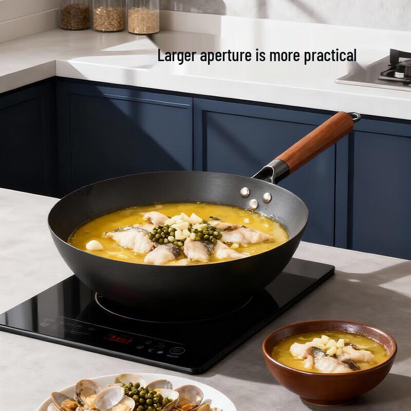 COOKER KING Wrought Iron Flat-Bottom Wok