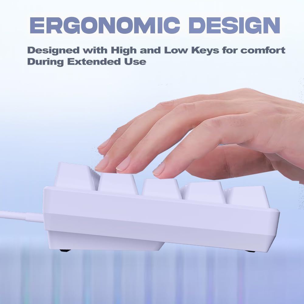 Abucow 60% Mechanical Gaming Keyboard, Black Switches, Wired Compact Keyboard with Blue LED Backlight, Replaceable White Keycaps, Compatible with