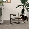 Raised Dog Bowl Stand with Adjustable Height, 2 x 900ml Stainless Steel Bowls, Black