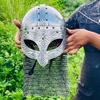 Medieval Viking Gjermundbu Helmet ~ Authentic Etched Norse Warrior Battle ~ LARP Chainmail Helmet
