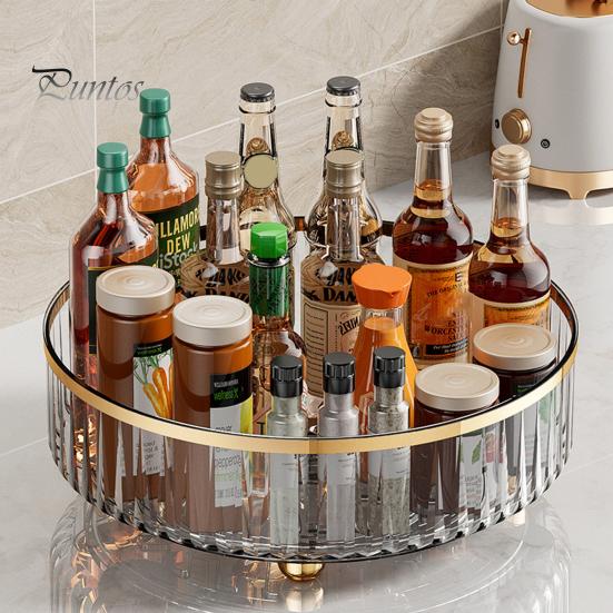 360-Degree Rotating Spice Rack Storage Tray Large Capacity Strong Load-bearing Seasoning Cosmetic Storage Bin Kitchen Organizer