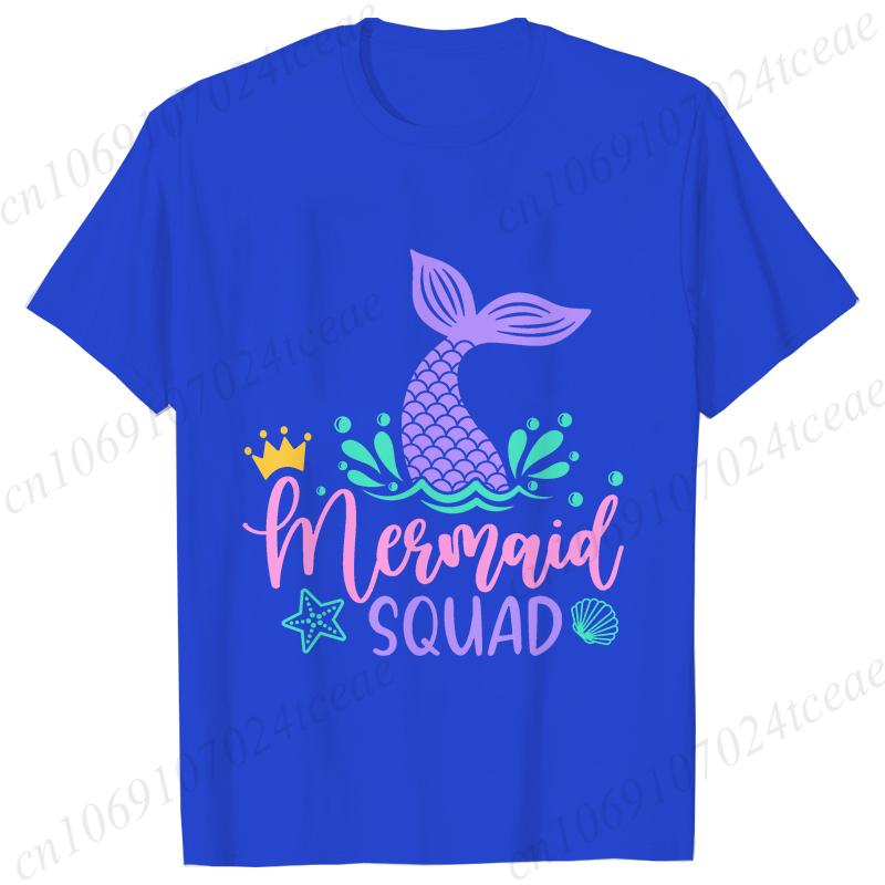 Принт Mermaid Squad Женские футболки с коротким рукавом Одежда Футболка Русалка Девочки Вечеринка по случаю дня рождения Женские топы Команда дня рождения Женские топы