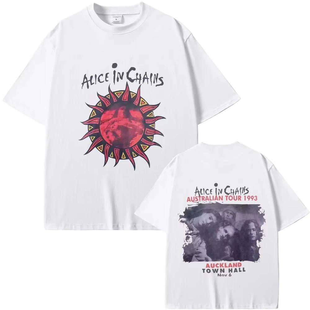 Alice In Chains 1993 Австралийский Тур Двусторонний Винтажный Футболка Гранж Рок Черный Хлопок Унисекс Футболки