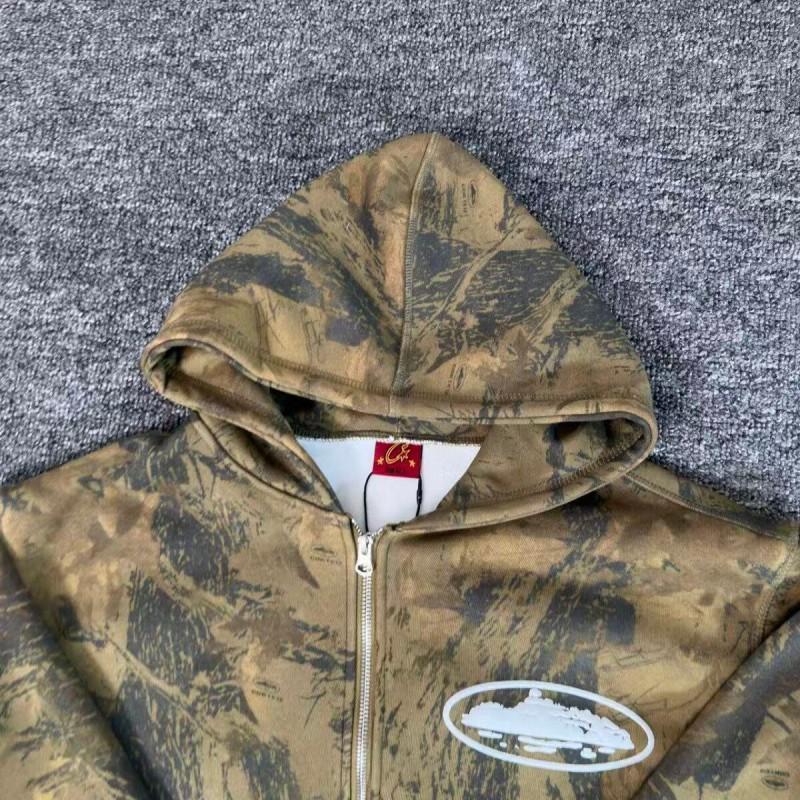 Corteiz Alcatraz Leaf Camo Hooded Sweatshirt Loose Fleece Streetwear All