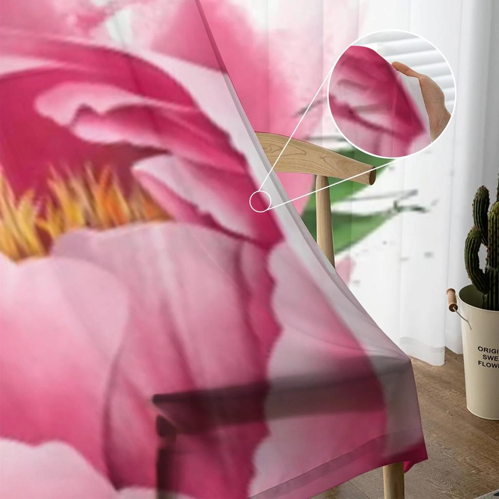 Розовый пион шифоновые прозрачные шторы для гостиной спальни украшения окна тюлевые шторы шторы