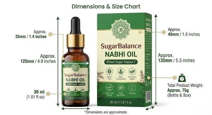 Масло SugarBalance Nabhi для ухода за пупком l | Премиальная травяная смесь для ежедневного ухода за пупком и питания кожи | Натуральное масло для наружного применения | 30 мл