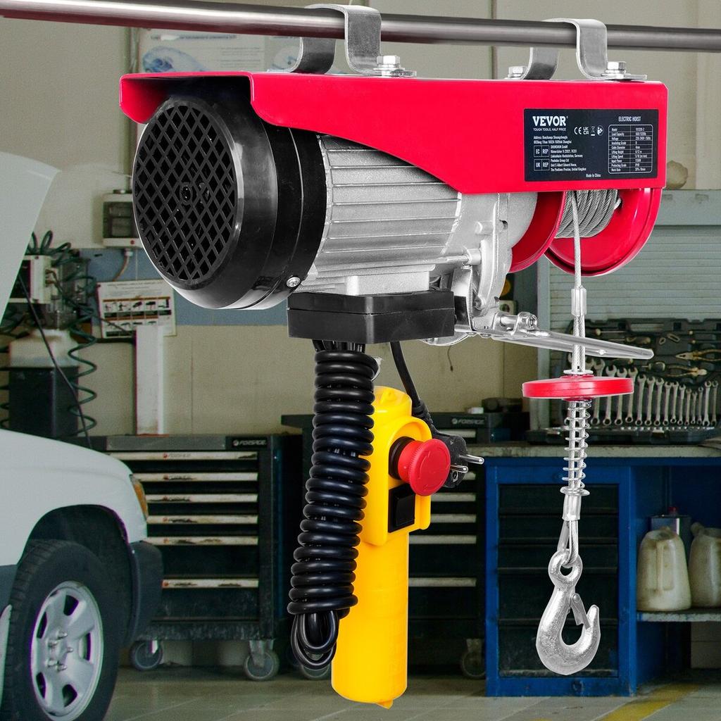 Electric Hoist, 1320 lbs Lifting Capacity, 1150W 220V Electric Steel Wire Winch with 14ft Wired Remote Control, 40ft Single Cable Lifting Height &