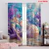 2pcs,2D Plane Printing Creative Curtains Oceanic Treasures Versatile Polyester (without Rod) Home Decor Ldeal for Living Room,