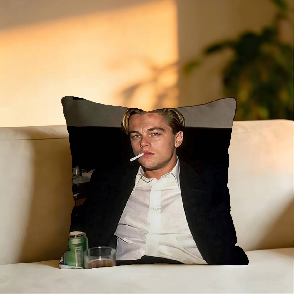Popular Actor Leonardo DiCaprio Pillow Case Square DoubleSided Sofa Cushion Cover Bedroom Bedside Pillow
