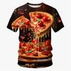 Fashion 3d Printed Food Pizza T-shirt For Men Casual Summer Short-sleeved Tees Top Street Round Neck T Shirts Kids Clothes