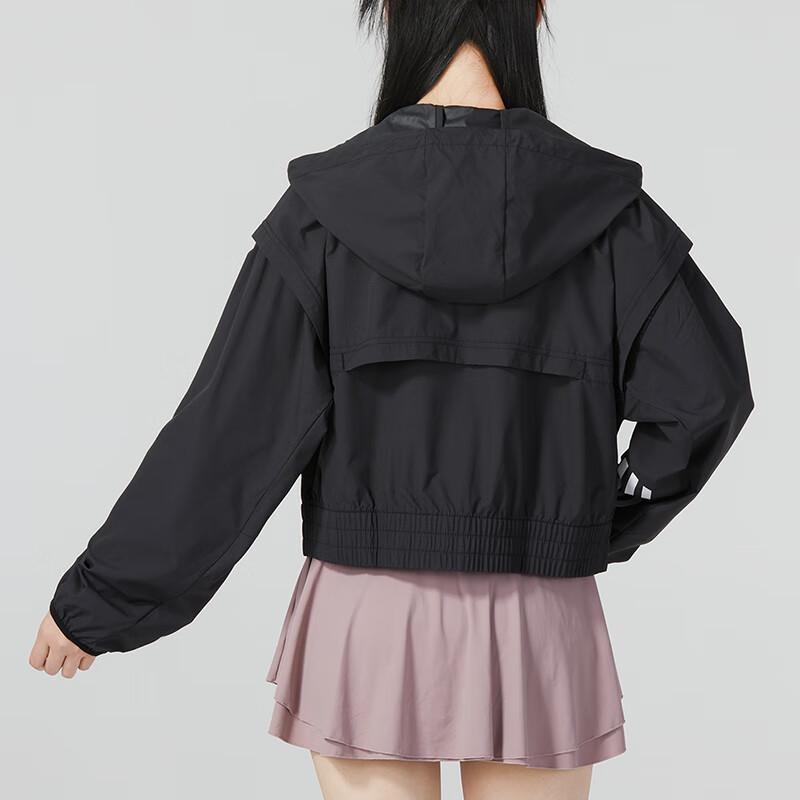 Adidas Wind.Rdy Hyperglam Windbreaker Striped Side Outdoor Jacket Women Outerwear Black IL6977