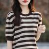 Women Knit T-shirt MODERN NEW SAGA Summer Knitted Shirt Striped Short Sleeve Tees O-neck Pullover Knit Tops