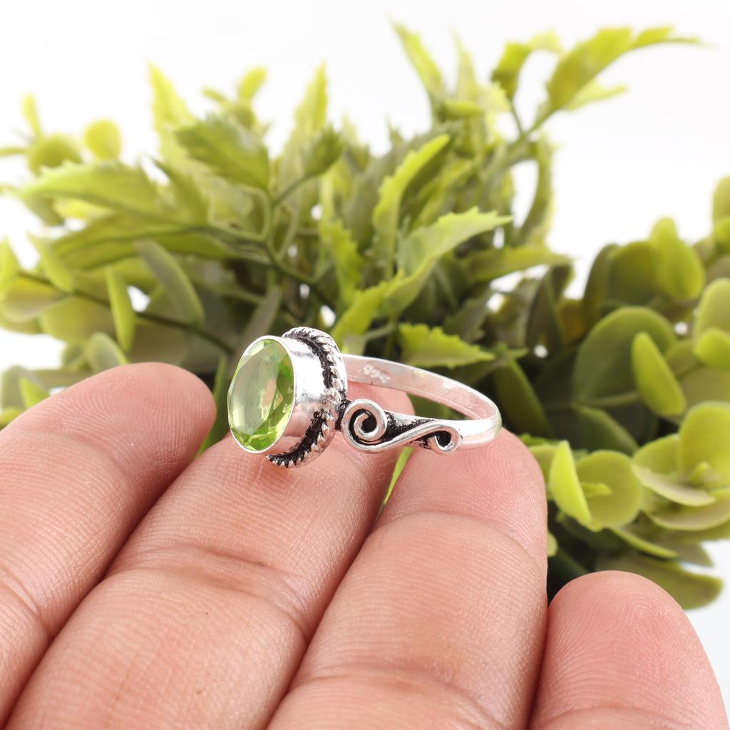 Peridot Ring Gemstone Jewelry, 925 Solid Sterling Silver Ring, Handmade Jewelry Birthstone Ring, Gift For Her