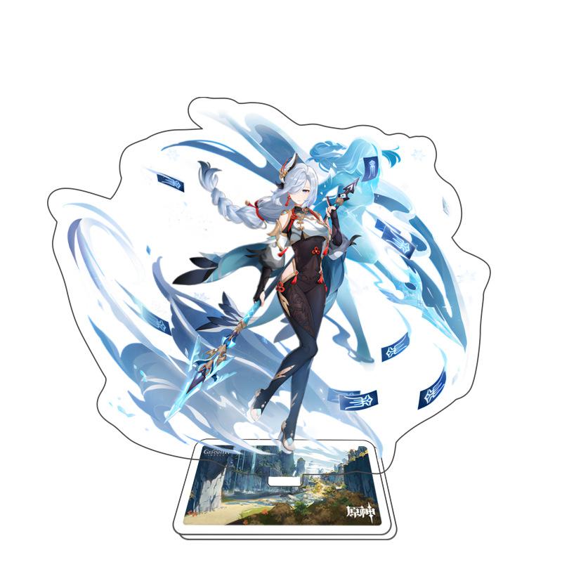 Игра Genshin Impact Стенд для фигурки Модель Игрушка 15 см Кэцин Шэнь Хэ Аратаки Итто Акриловая пластина с фигуркой Настольное украшение Подарок