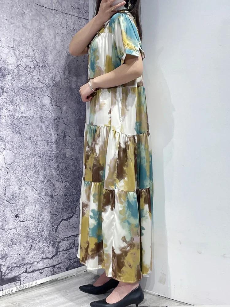 Xitao Повседневное платье с воротником-стойкой и принтом WMD6097