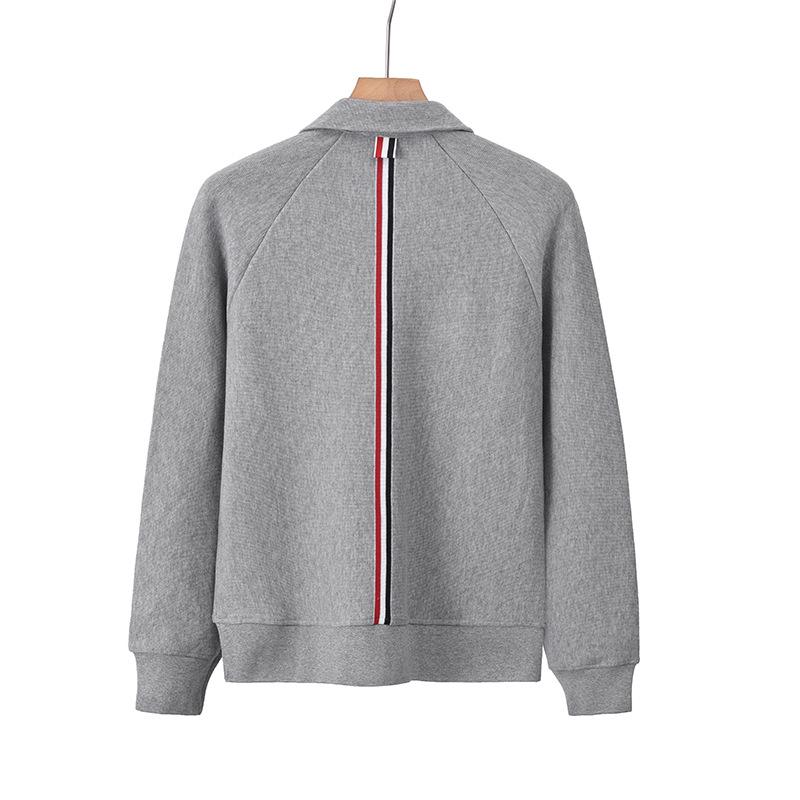 2025 Autumn Korean Casual Striped Raglan Sleeve All-Cotton Zipper Jacket