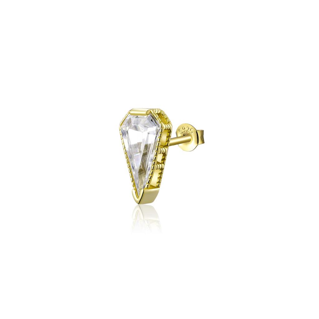 ANDYWEN 925 Sterling Silver Gold Single Triangle Spike Zircon CZ Stud Earring 2023 Women Wedding Jewelry Fine Jewels